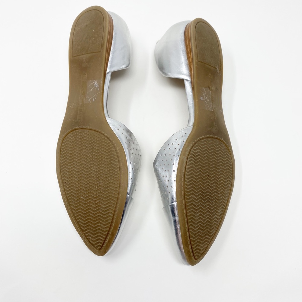 Tommy Hilfiger Metallic Silver Perforated pointed Flats - Size 8 - Picture 4 of 7